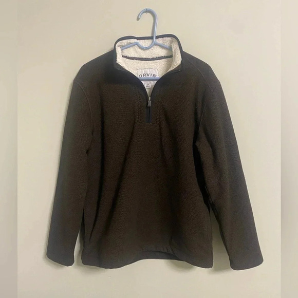 Orvis Classic Collection Fleece Sherpa Lined 1/4 Quarter Zip Pullover Medium M - Picture 1 of 6